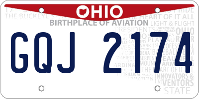 OH license plate GQJ2174