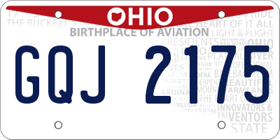 OH license plate GQJ2175