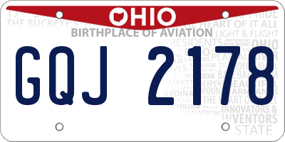 OH license plate GQJ2178