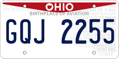 OH license plate GQJ2255