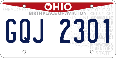 OH license plate GQJ2301