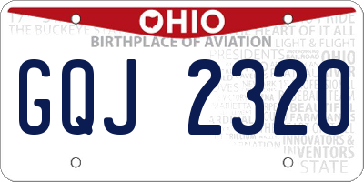 OH license plate GQJ2320