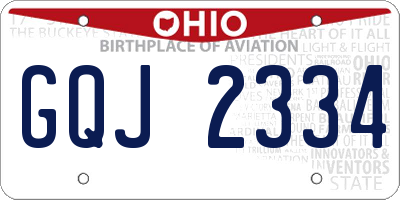 OH license plate GQJ2334