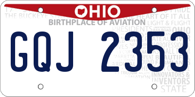 OH license plate GQJ2353