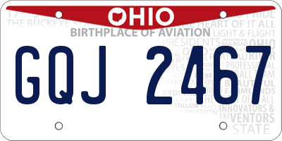 OH license plate GQJ2467