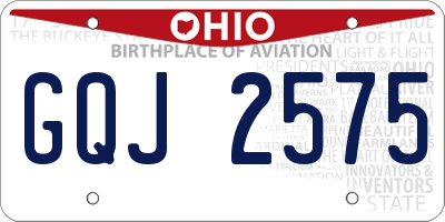 OH license plate GQJ2575