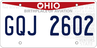 OH license plate GQJ2602
