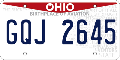 OH license plate GQJ2645