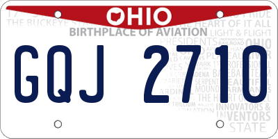 OH license plate GQJ2710
