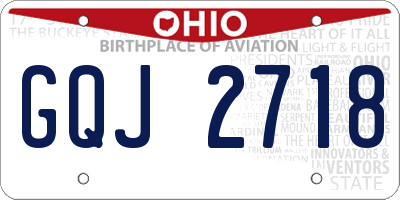 OH license plate GQJ2718