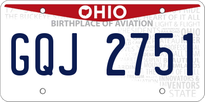 OH license plate GQJ2751