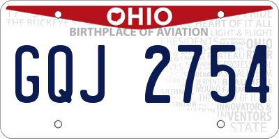 OH license plate GQJ2754