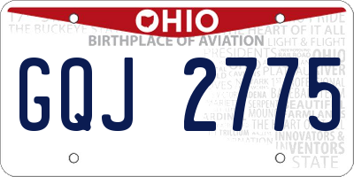OH license plate GQJ2775