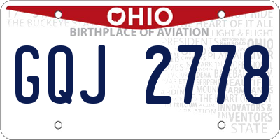 OH license plate GQJ2778