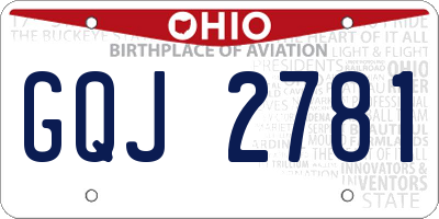 OH license plate GQJ2781