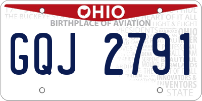 OH license plate GQJ2791