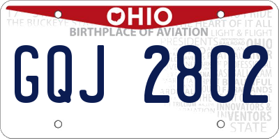OH license plate GQJ2802