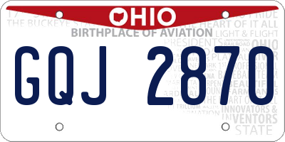 OH license plate GQJ2870