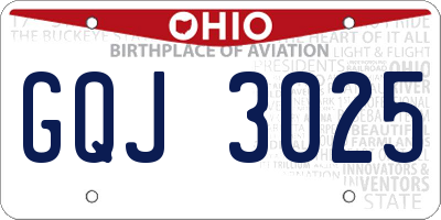 OH license plate GQJ3025