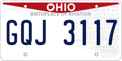 OH license plate GQJ3117