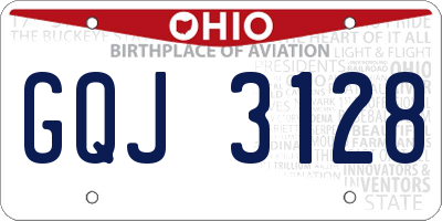 OH license plate GQJ3128
