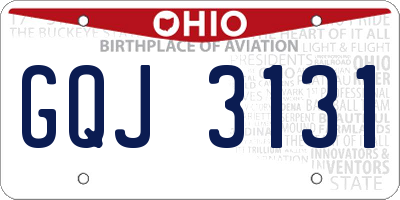 OH license plate GQJ3131