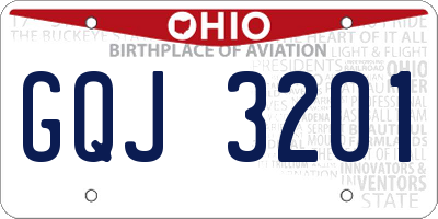 OH license plate GQJ3201