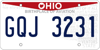 OH license plate GQJ3231