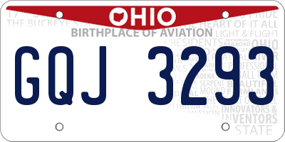 OH license plate GQJ3293