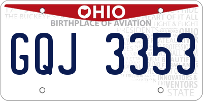 OH license plate GQJ3353