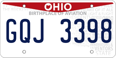 OH license plate GQJ3398