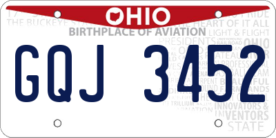 OH license plate GQJ3452