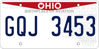 OH license plate GQJ3453