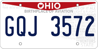 OH license plate GQJ3572