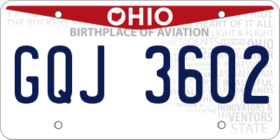 OH license plate GQJ3602