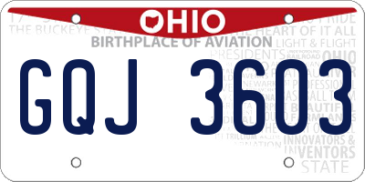 OH license plate GQJ3603