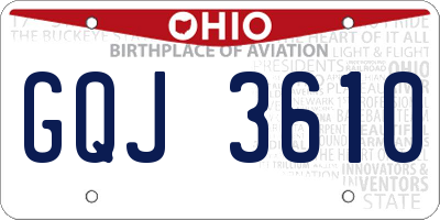 OH license plate GQJ3610