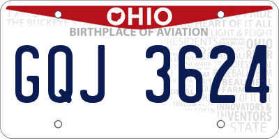 OH license plate GQJ3624
