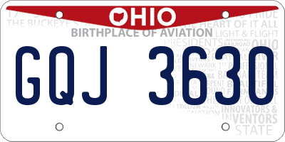 OH license plate GQJ3630