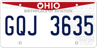 OH license plate GQJ3635