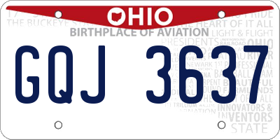 OH license plate GQJ3637