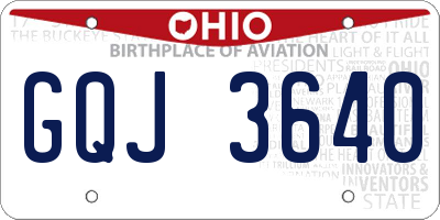 OH license plate GQJ3640
