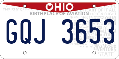 OH license plate GQJ3653