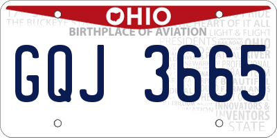 OH license plate GQJ3665