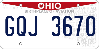 OH license plate GQJ3670