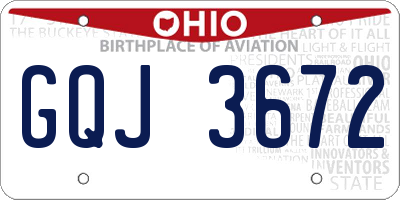 OH license plate GQJ3672