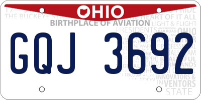 OH license plate GQJ3692