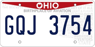 OH license plate GQJ3754