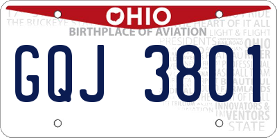 OH license plate GQJ3801
