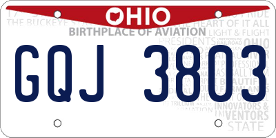 OH license plate GQJ3803